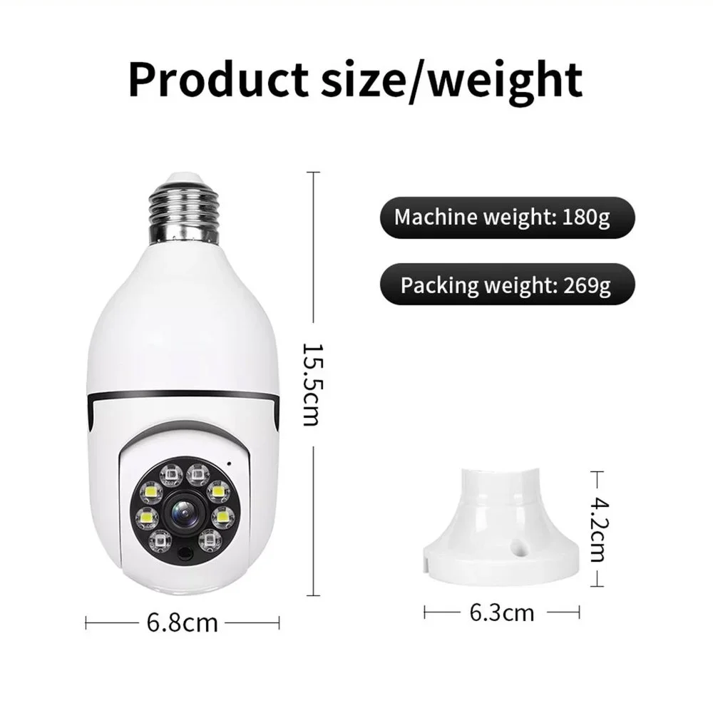 NWT GLORYSUNSHINE WIFI PANORAMA HD SMART LIGHT BULB CAMERA-355°Pan 90°TILT